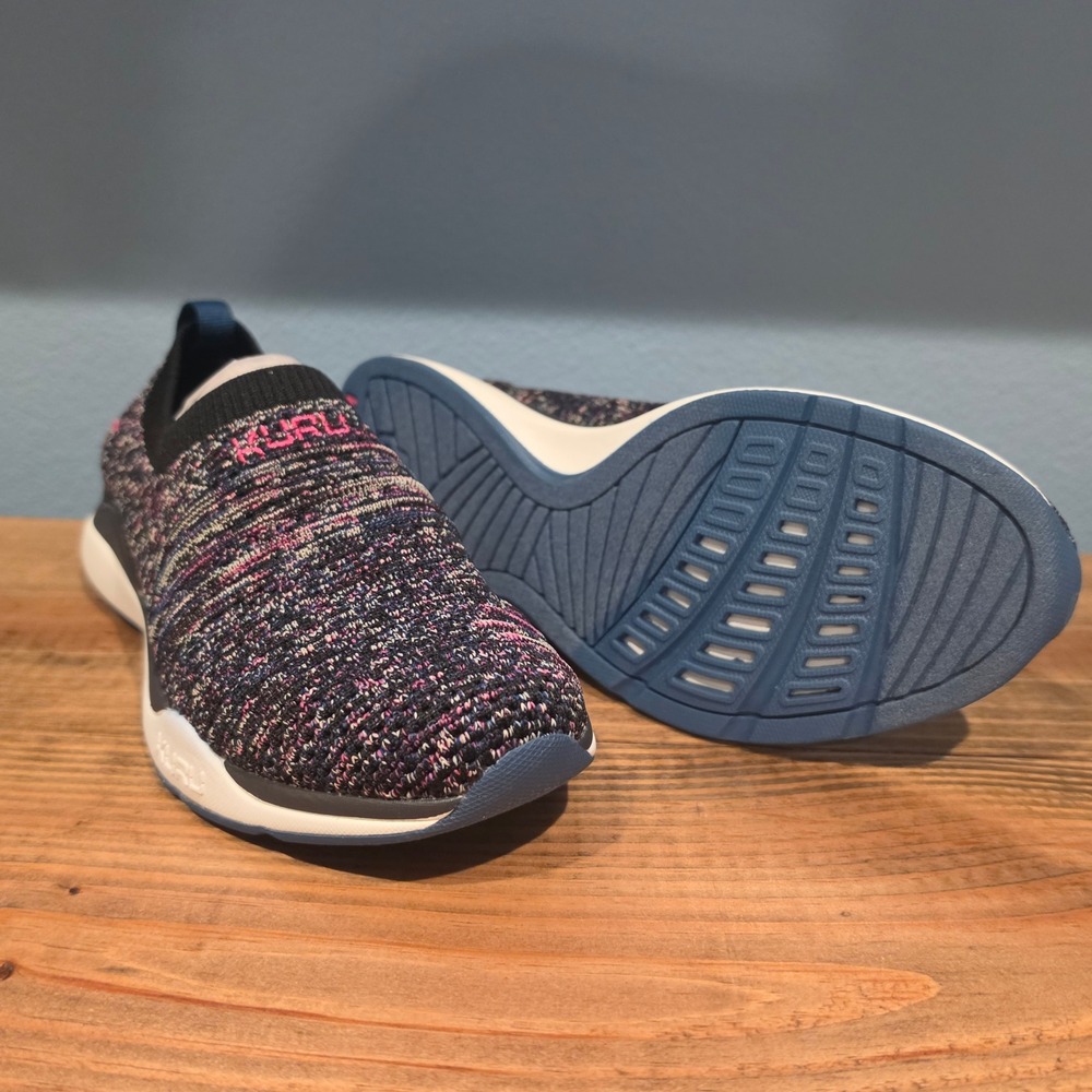 Kuru Womens Stride Slip On Sneaker Jetblack Confetti Knit‎ Comfort Shoes 6